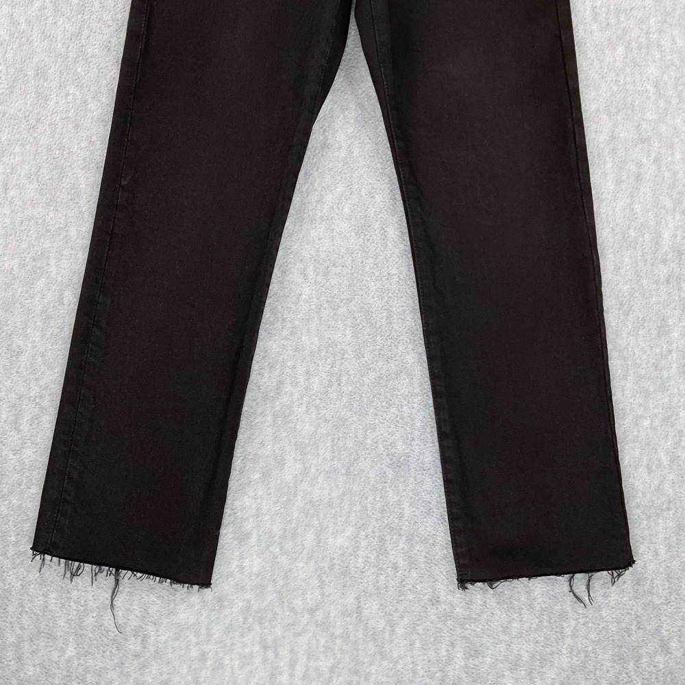 MNG Mango JeansHavana High Waisted Straight Leg‎ Black Frayed Hem Womens 2 NEW - Picture 2 of 16